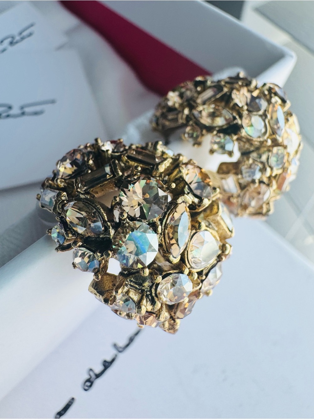 Oscar De La Renta Crystal Domed Earrings - Picture 9 of 10